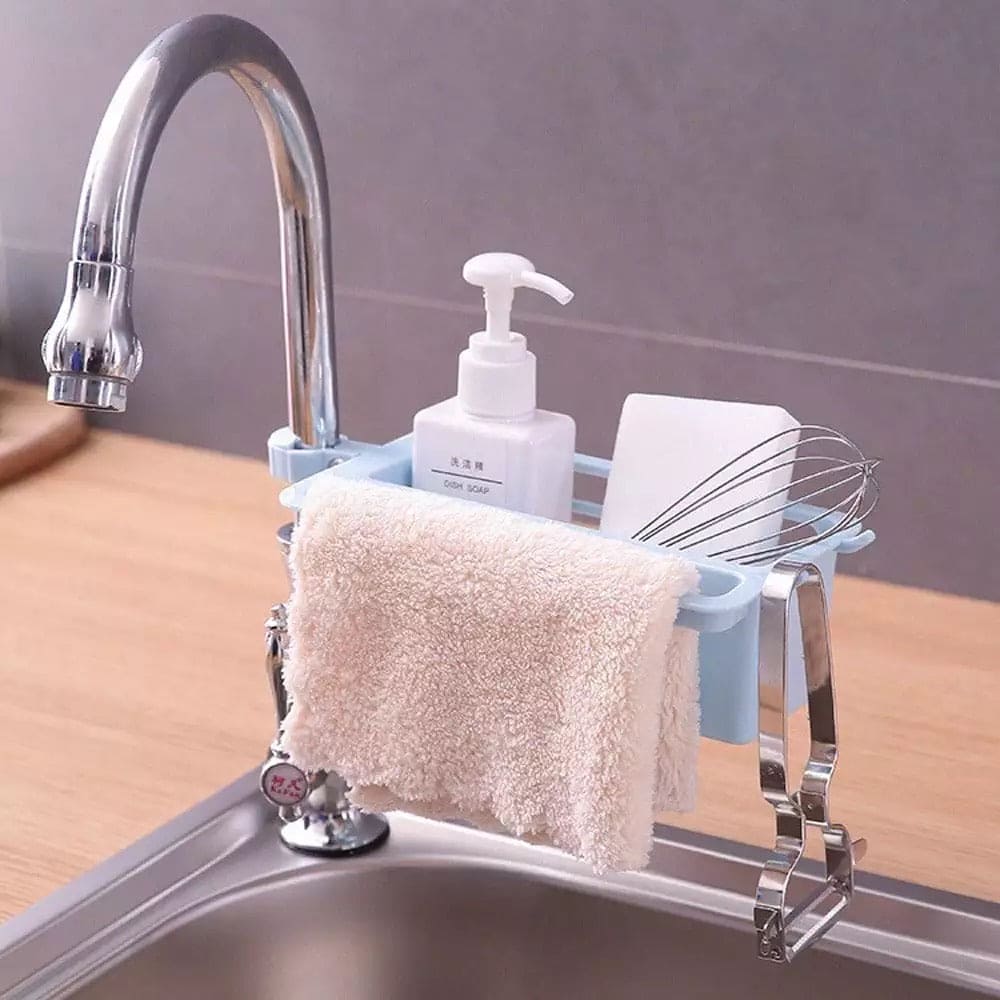 Kitchen Sink Sponge Hanging Basket, Dishcloth Hanger, Hook Soap Box Storage Organizer, Faucet Drain Plastic Rack Container Kitchen Sink Sponge Hanging Basket, Dishcloth Hanger, Hook Soap Box Storage Organizer, Faucet Drain Plastic Rack Container